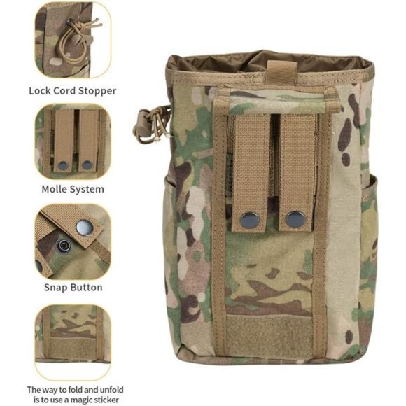 Molle Dump Pouch Drawstring Magazine Utility Pouch Folding Dump Pouch Waist Bag - Picture 6 of 6
